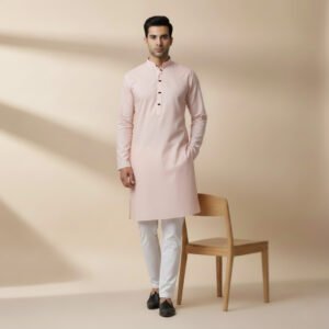 বাঙ্গি কালার বা পেলে রোস  কালার প্রিমিয়াম মাইক্রোস্টিজ সলিড পাঞ্জাবি