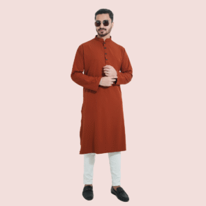 টাইগার অরেঞ্জ প্রিমিয়াম মাইক্রোস্টিজ সলিড পাঞ্জাবি