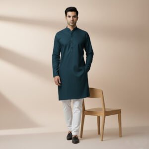 ডার্ক গ্রিন কালার প্রিমিয়াম মাইক্রোস্টিজ সলিড পাঞ্জাবি